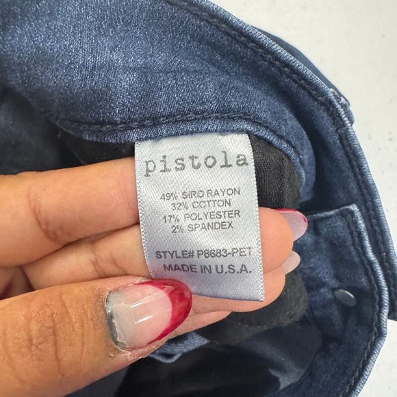 Pistola Slim Straight Jeans Womens 28 Dark Wash Blue Stretch  Made in USA - Picture 6 of 7
